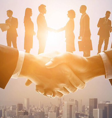 Business employee shaking hands